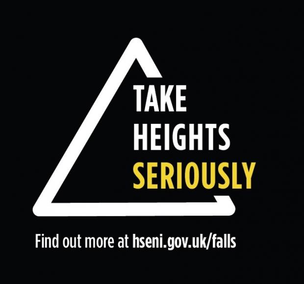 Image reads Take Heights Seriously. Find out more at hseni.gov.uk/falls